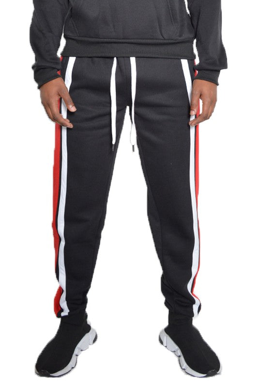 SOLID WITH THREE STRIPE PULLOVER HOODIE